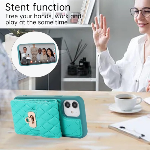 Phone Case for iPhone 12 Pro iPhone12 6.1 Wallet Cover with Credit Card Holder Shoulder Crossbody Strap Long