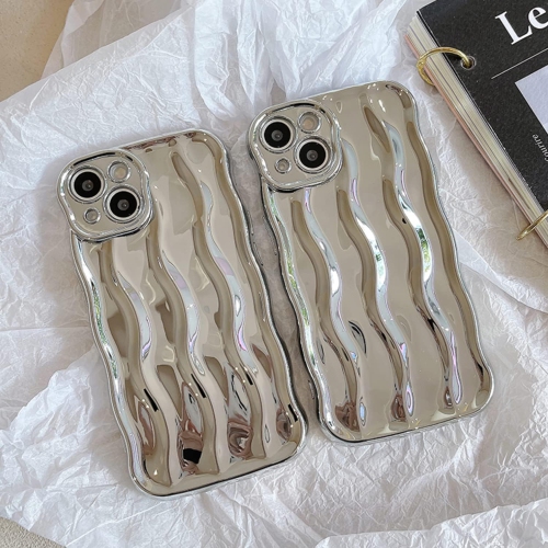 Water Ripple Pattern Curly Phone Case for iPhone 13 Pro Max 6.7 inch, Stylish Wave Frame Soft Case 3D Water