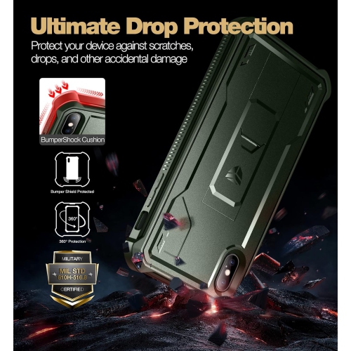 Case for iPhone Xs MAX 360 Full Body Heavy Duty Rugged Shockproof Military Drop Tested Protective Cover Built in