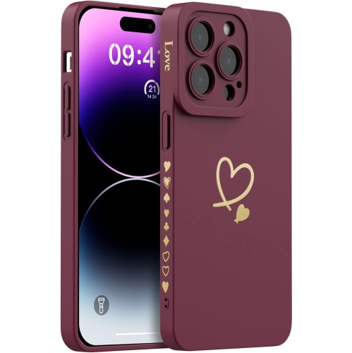 GENERIC  for Iphone 14 Pro Max Case Cute for Women Girl, Silicone Slim Thin Girly Heart Shockproof Protective Phone Cover