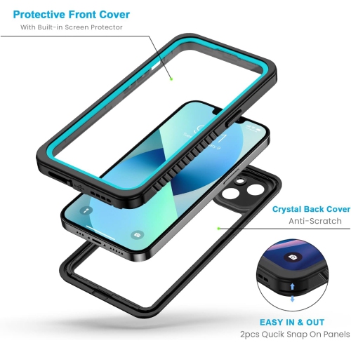 iPhone 13 Mini Case, IP68 Waterproof Dustproof Shockproof Case with Built-in Screen Protector, Full Body Sealed