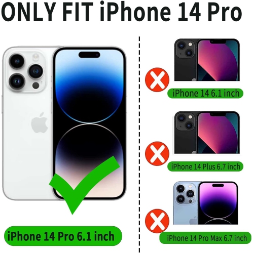 Wallet Case for iPhone 14 Pro,Leather Flip Folio Shockproof Phone Cover [Screen Protector Included][Support