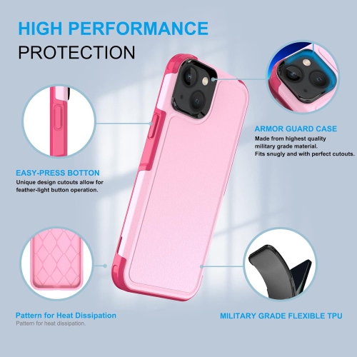 Hualele for iPhone 14 Plus Case with 2 Packs Tempered Glass Screen, 2 Tempered Camera Lens Protector,Shock-Absorption