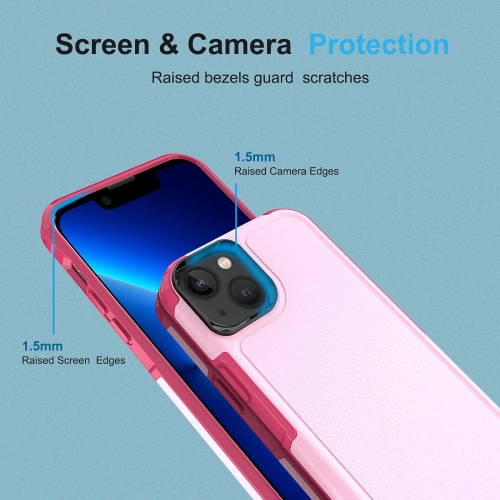 Hualele for iPhone 14 Plus Case with 2 Packs Tempered Glass Screen, 2 Tempered Camera Lens Protector,Shock-Absorption