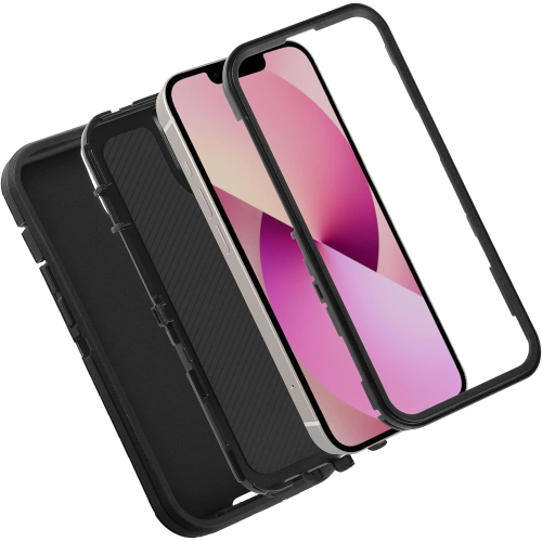 iPhone – Étui 13, 3 couches pour iPhone 13, étui antichoc robuste et résistant aux chutes avec couvercle rigide avant