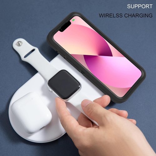 iPhone – Étui 13, 3 couches pour iPhone 13, étui antichoc robuste et résistant aux chutes avec couvercle rigide avant