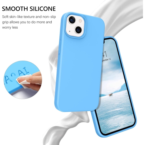 iPhone 13 Case 6.1 Inch Liquid Silicone Soft Gel Rubber Slim Thin Microfiber Lining Cushion Texture Cover