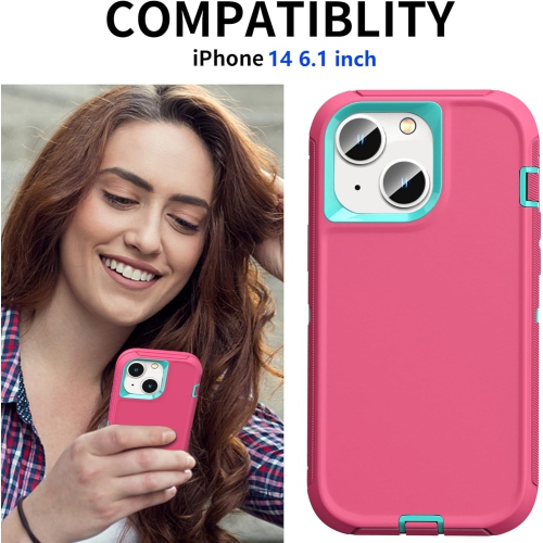 Case for iPhone 14 Case with 2 Screen Protector + 2 Camera Lens Protector, Full Body Heavy Duty Rugged Military Grade