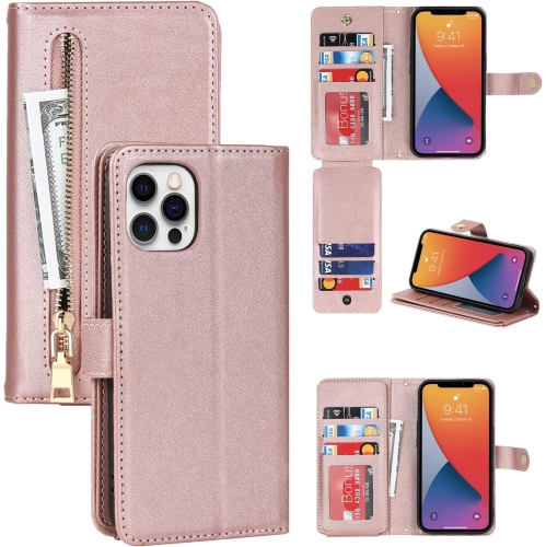 GENERIC  Etui Iphone 12 Phone Case With Card Holder, Iphone 12 Pro Wallet Case for Women, Flip Zipper Wallet Case