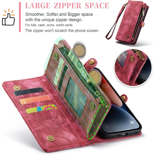 Case for iPhone 14, Wallet Case w/Magnetic Detachable Cover [11 Card Slots] Clutch Wallet w/Wristlets Money Pocket