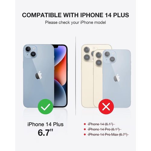 iPhone 14 Plus Case, PU Leather iPhone 14 Plus Case Wallet Retro [Card Holder] [Kickstand] [RFID Blocking] [TPU