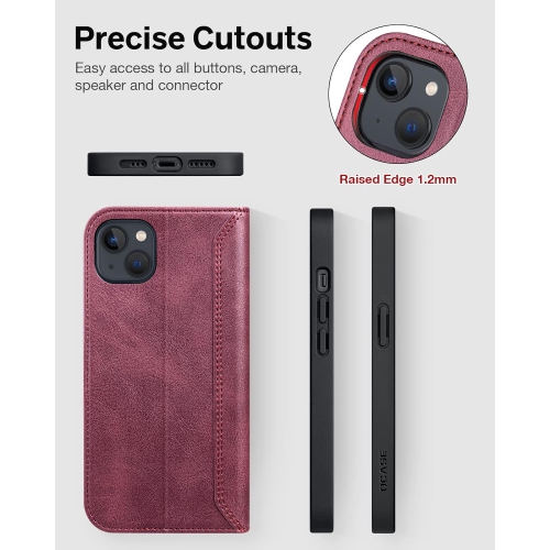 iPhone 14 Plus Case, PU Leather iPhone 14 Plus Case Wallet Retro [Card Holder] [Kickstand] [RFID Blocking] [TPU