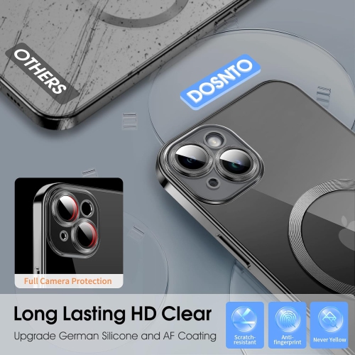 Magnetic Clear for iPhone 14 Plus Case with MagSafe [Integrated Camera Protection Glass] [Bare iPhone Exterior]