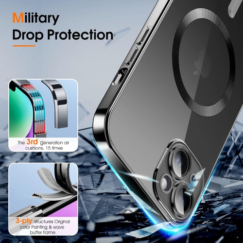 Magnetic Clear for iPhone 14 Plus Case with MagSafe [Integrated Camera Protection Glass] [Bare iPhone Exterior]