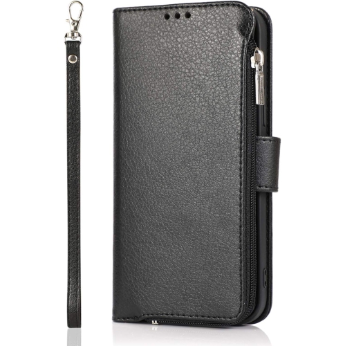 for iPhone 12 Pro Max Case,for iPhone 12promax Case,PU Leather Zip Pocket Wallet Flip Case Magnetic Closure