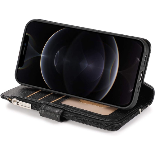 for iPhone 12 Pro Max Case,for iPhone 12promax Case,PU Leather Zip Pocket Wallet Flip Case Magnetic Closure