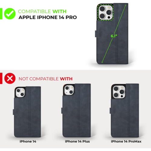 iPhone 14 Pro Vintage Wallet || Genuine Leather Wallet Phone Case || Real Leather with Viewing Stand & 3 Card