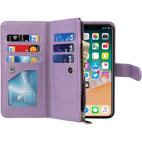 for iPhone X/iPhone Xs Wallet Case,2 in 1 Detachable Flip Wallet Case with Zipper [Premium Leather][6 Card