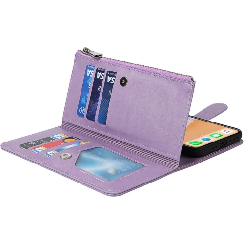 for iPhone X/iPhone Xs Wallet Case,2 in 1 Detachable Flip Wallet Case with Zipper [Premium Leather][6 Card