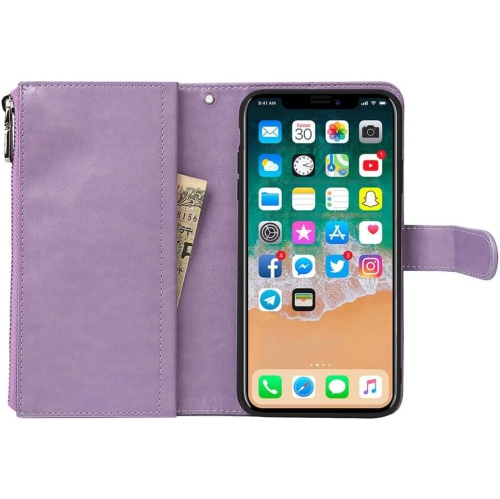 for iPhone X/iPhone Xs Wallet Case,2 in 1 Detachable Flip Wallet Case with Zipper [Premium Leather][6 Card