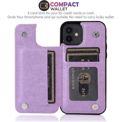 Étui pour iPhone 11, étui portefeuille papillon en relief avec porte-carte, béquille et fermeture magnétique - TPU