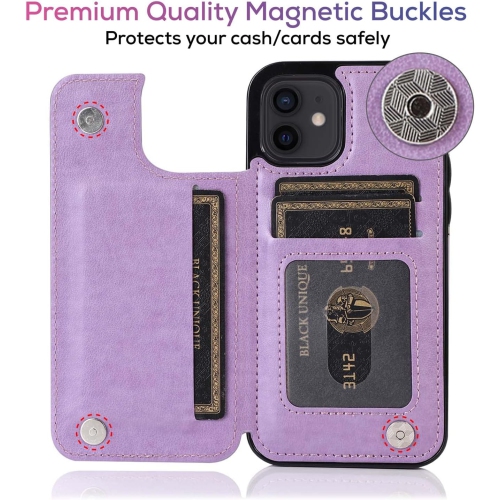 Étui pour iPhone 11, étui portefeuille papillon en relief avec porte-carte, béquille et fermeture magnétique - TPU