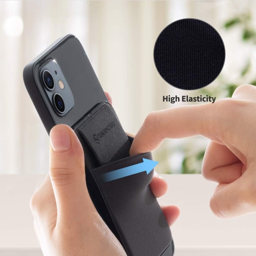 Secure Card Holder for Back of Phone, Stretchy Fabric Cell Phone Wallet Stick On Credit Card Case for iPhone