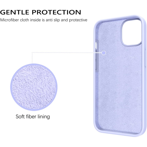 Étui pour iPhone 13 6,1 po silicone liquide Soft Gel Rubber Slim microfibre Doublure fine enveloppe texturée coussinée