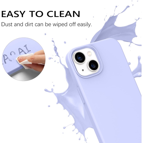 Étui pour iPhone 13 6,1 po silicone liquide Soft Gel Rubber Slim microfibre Doublure fine enveloppe texturée coussinée