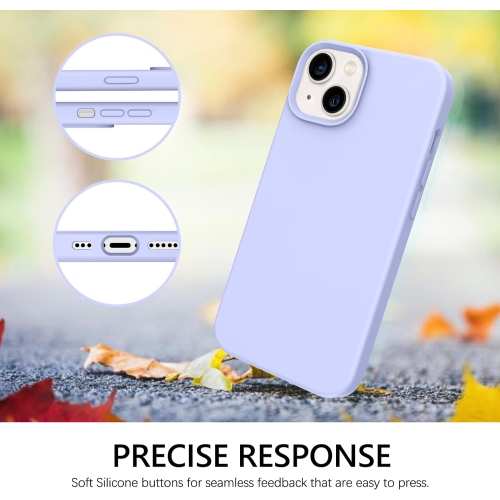 Étui pour iPhone 13 6,1 po silicone liquide Soft Gel Rubber Slim microfibre Doublure fine enveloppe texturée coussinée