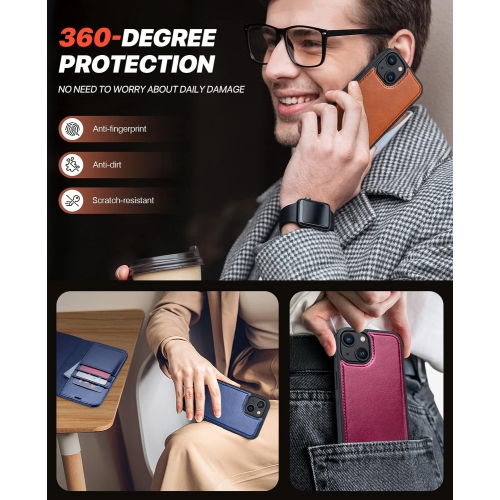 Compatible with iPhone 13 Wallet Case with Card Holders, Magnetic Detachable 2 in 1 Flip PU Leather Case Folio