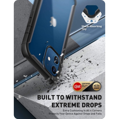 Série Ares conçue pour les étuis iPhone 12 Mini, étui pare-chocs robuste double couche transparent avec écran intégré