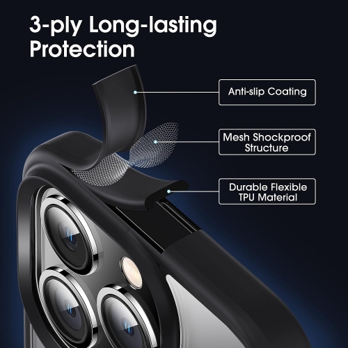 Crystal Clear for iPhone 14 Pro Case [Never Yellowing] [Military Grade Drop Protection] Shockproof Protective