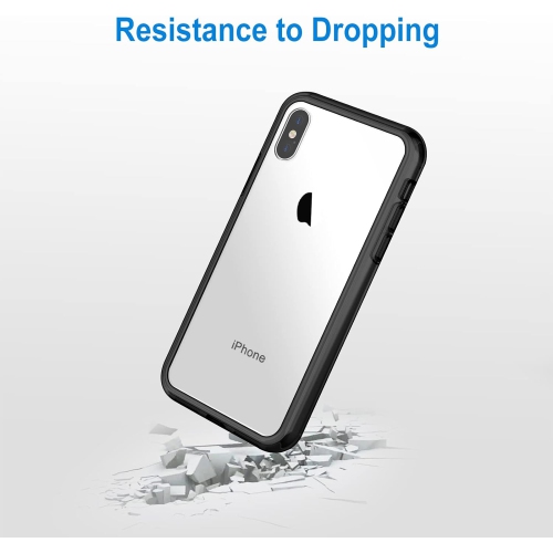 Case for iPhone Xs and iPhone X, Shock-Absorption Bumper Cover, Anti-Scratch Clear Back, Black