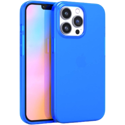 GENERIC  - Iphone 14 Pro Neon Clear Protective Case, Tpu And Polycarbonate Shock-Absorbing Bright Cover - Crack In Blue