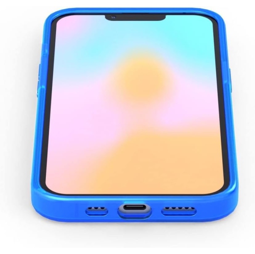- iPhone 14 Pro Neon Blue Clear Protective Case, TPU and Polycarbonate Shock-Absorbing Bright Cover - Crack