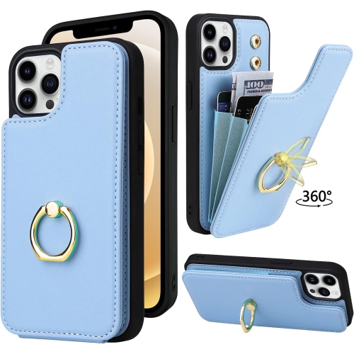 GENERIC  for Iphone 12 And 12 Pro Wallet Case With Card Holder, 360¡ã Rotation Finger Ring Holder Kickstand