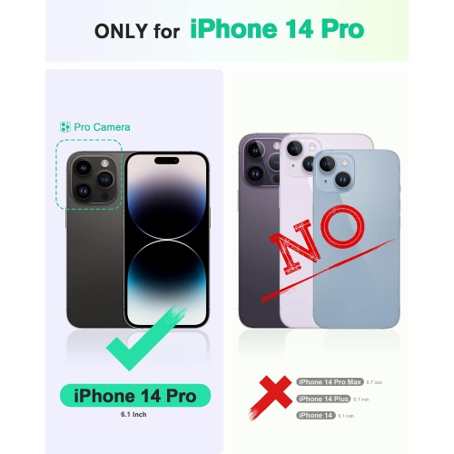 Case for iPhone 14 Pro Wallet Case 5G, [RFID Blocking] 4 Card Holder Stand [Shockproof TPU Interior Case] PU