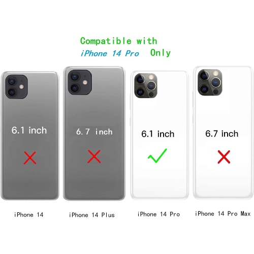 iPhone 14 Pro Case for Women with Card Holder, iPhone 14 Pro Phone Case Wallet with Strap,Crossbody Lanyard