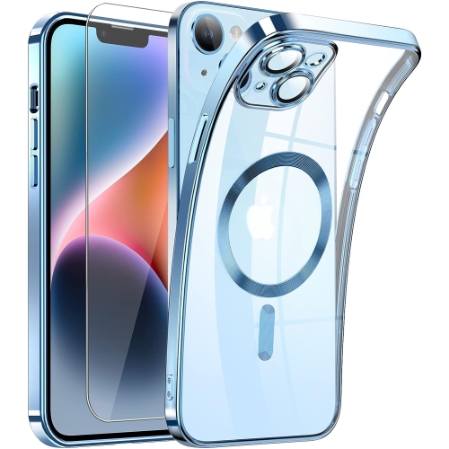 Coque de téléphone Portable Aimant de boîtier Transparent magnétique for Le  Chargement sans Fil iPhone 14