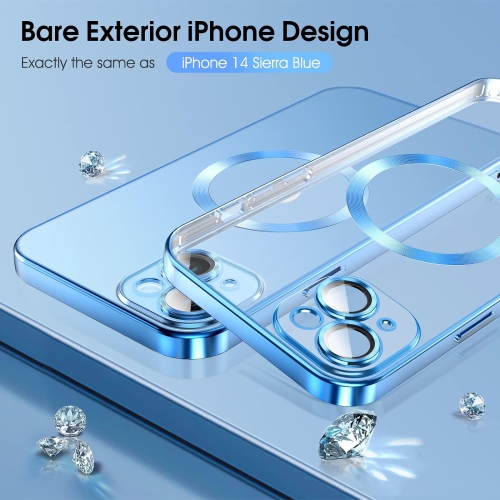 Magnetic Clear for iPhone 14 Case with MagSafe [Integrated Camera Protection Glass] [Original iPhone Exterior] Silicone