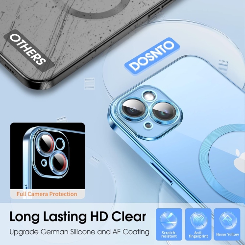 Magnetic Clear for iPhone 14 Case with MagSafe [Integrated Camera Protection Glass] [Original iPhone Exterior] Silicone