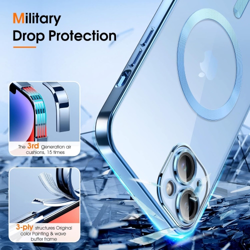 Magnetic Clear for iPhone 14 Case with MagSafe [Integrated Camera Protection Glass] [Original iPhone Exterior] Silicone