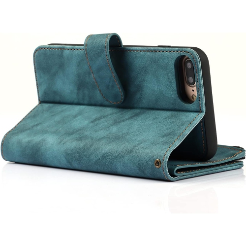 for iPhone 7 Plus/8 Plus Wallet Case,2 in 1 Detachable Flip Wallet Case with Zipper [Premium Leather][6 Card