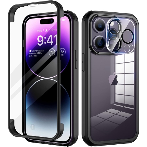 GENERIC  Iphone 14 Pro Max Case, [Tempered Glass Screen Protector+Camera Lens Protector] Full Body Clear Bumper Iphone