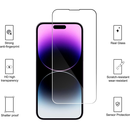 3 Pack Screen Protector for iPhone 14 Pro Max[6.7 inch] + 3 Pack Camera Lens Protector,Sensor Protection,Case