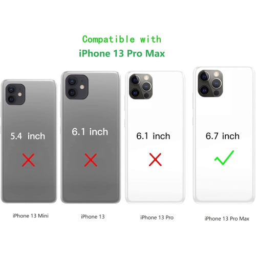 Étui-portefeuille à bandoulière pour iPhone 13 Pro Max avec dragonne ajustable porte-carte de crédit de 6,7 po, cuir pu