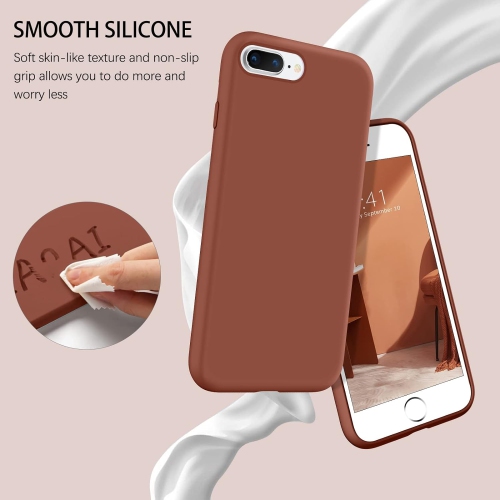 iPhone 8 Plus Cases,iPhone 7 Plus Case, Liquid Silicone Slim Soft Gel Rubber Cover with Microfiber Cloth