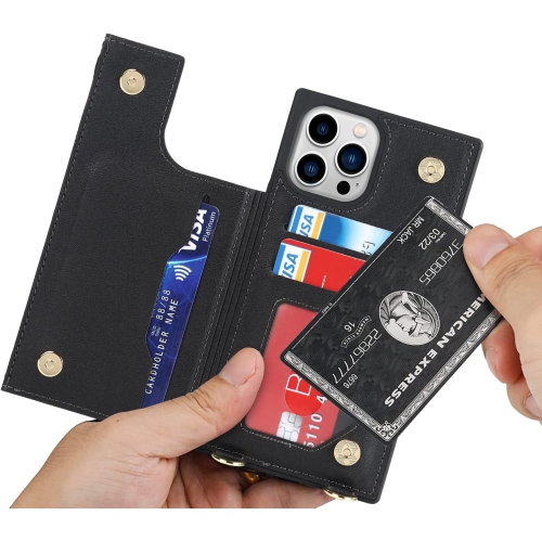 for iPhone 14 Pro Crossbody Wallet Case with Card Holder,[3 Card Slots][1 Zipper Pocket][Stand Feature] Premium