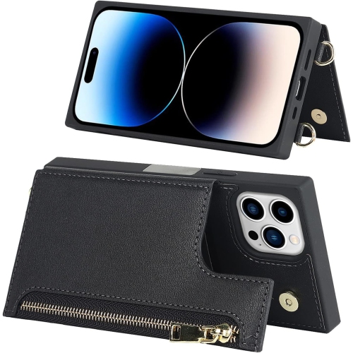 for iPhone 14 Pro Crossbody Wallet Case with Card Holder,[3 Card Slots][1 Zipper Pocket][Stand Feature] Premium